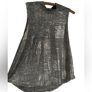 Anthropology Postcard gold metallic mock neck tank blouse S